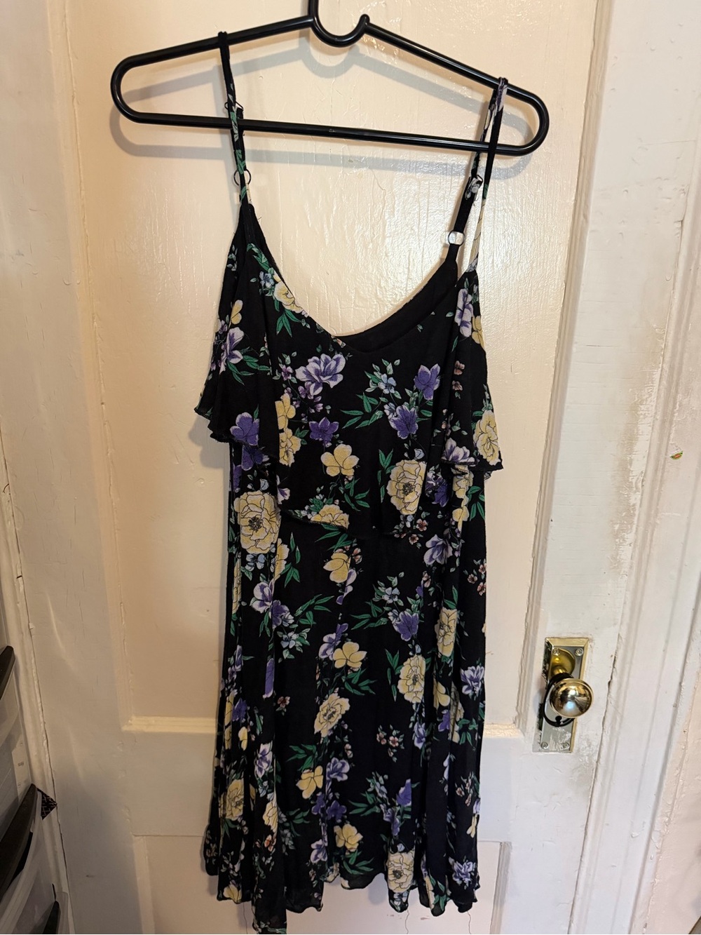 torrid Black Floral Mini Dress with Purple & Cream Blooms